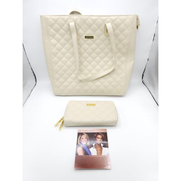Joy & Iman 100% Leather Tan Handbag With Matching 100% Leather Tan Wallet - Picture 1 of 9